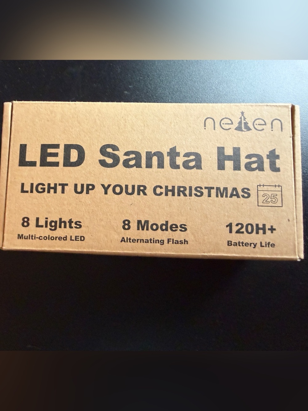 New Neten Plush LED Light Up Christmas Santa Hat 8 Multi-Colors & Modes Adult